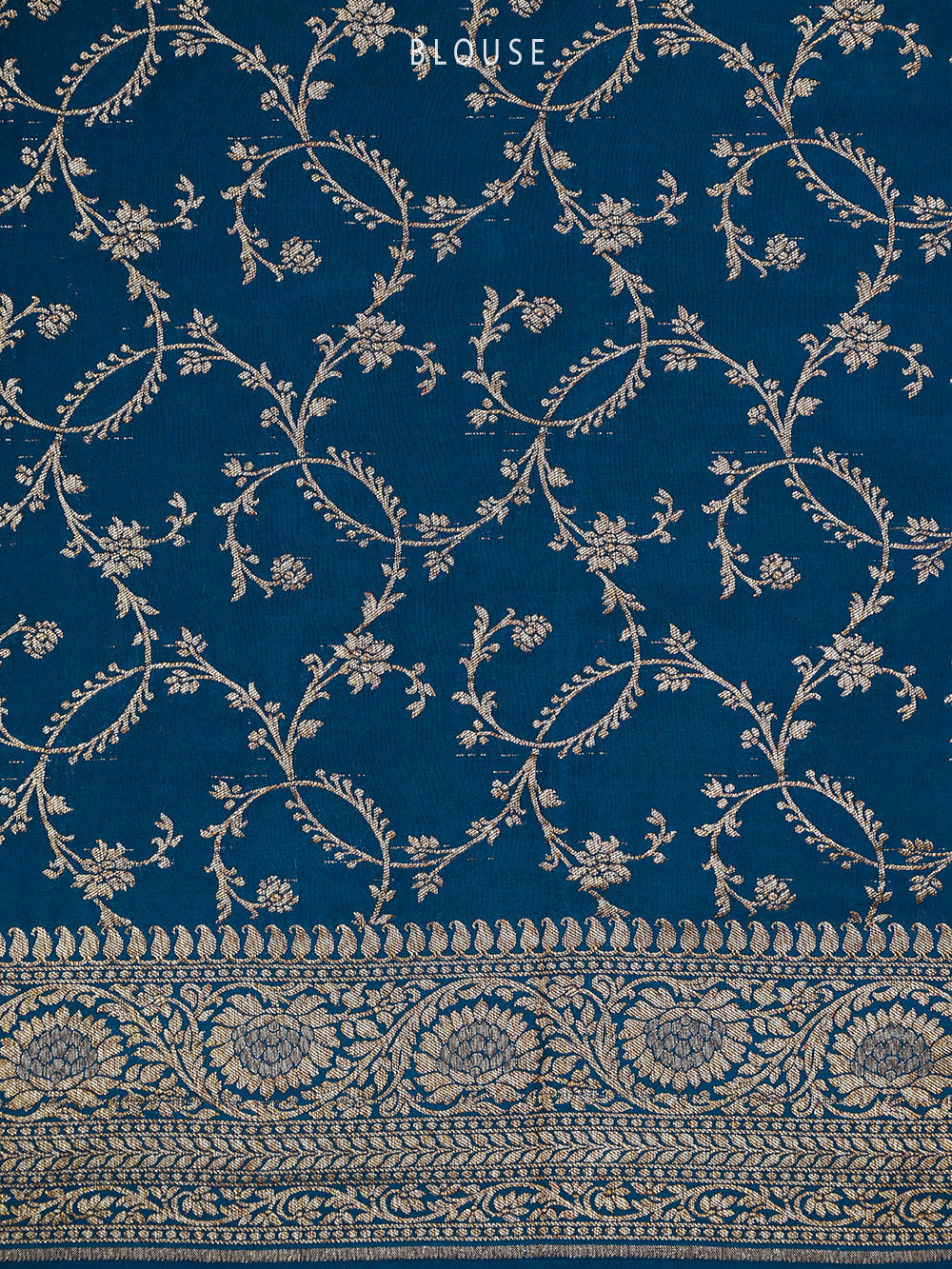 Midnight Blue Plain Crepe Silk Handloom Banarasi Saree - Sacred Weaves