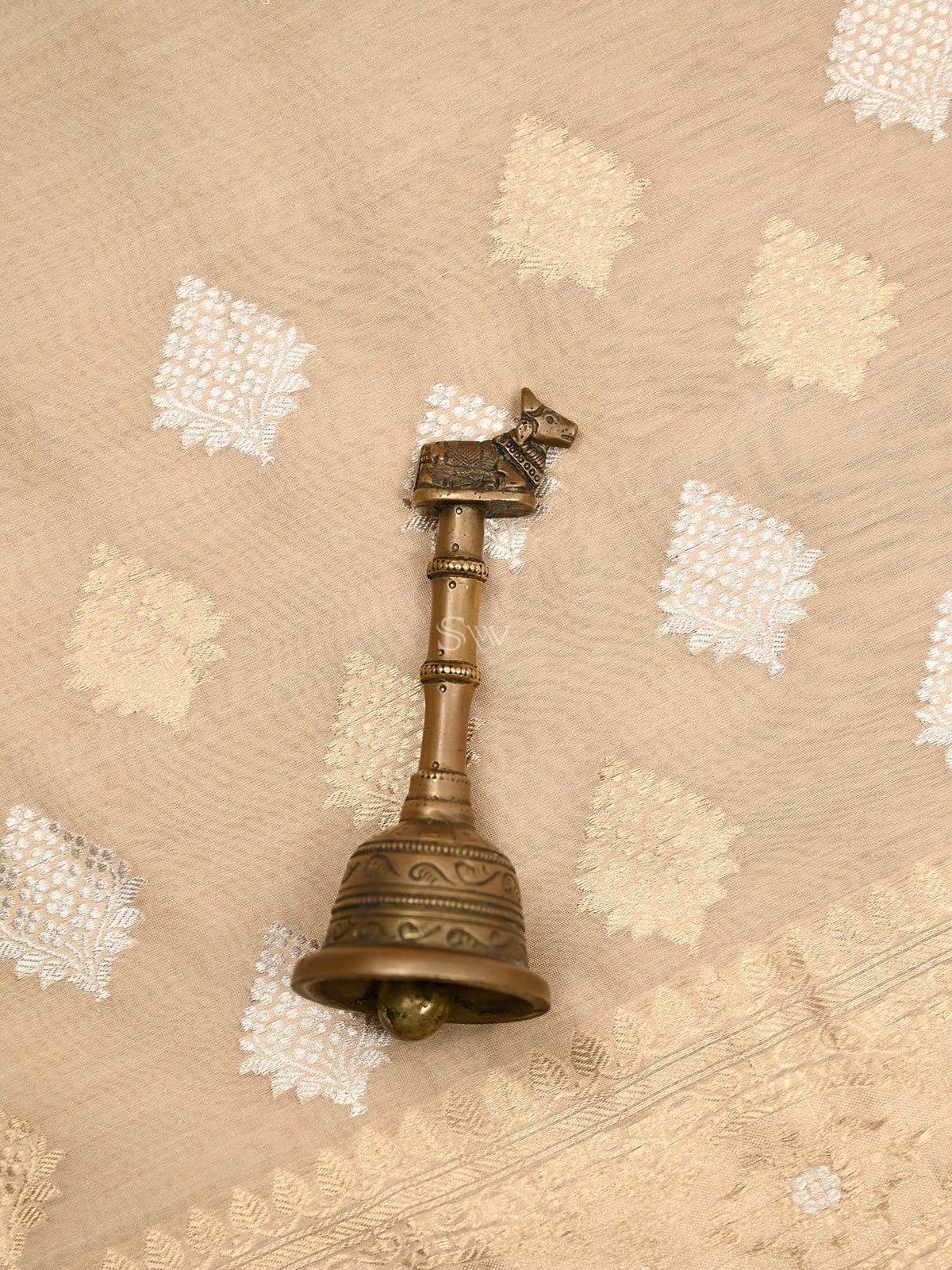 Peach Booti Cotton Silk Handloom Banarasi Suit