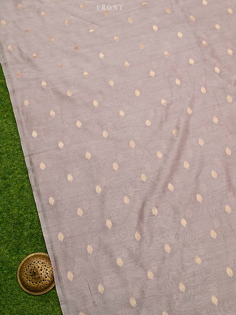 Dusty Mauve Booti Cotton Silk Handloom Banarasi Suit - Gift Box - Sacred Weaves