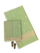 Pista Green Booti Linen Handloom Banarasi Suit - Sacred Weaves