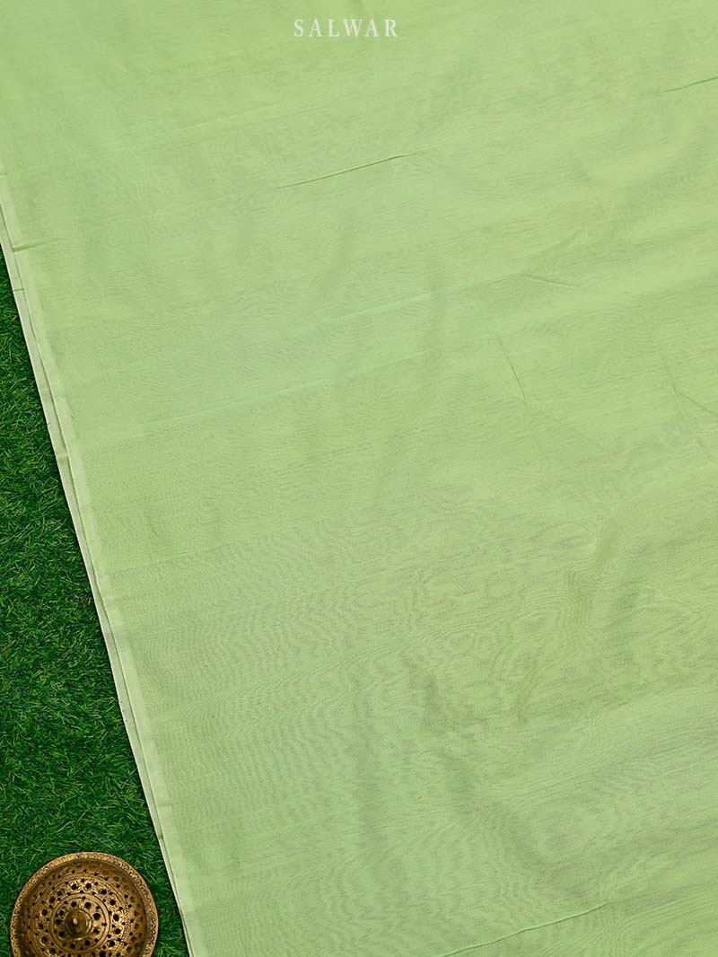 Pista Green Booti Linen Handloom Banarasi Suit - Sacred Weaves