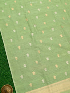 Pista Green Booti Linen Handloom Banarasi Suit - Sacred Weaves