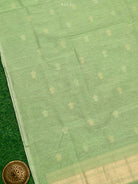 Pista Green Booti Linen Handloom Banarasi Suit - Sacred Weaves