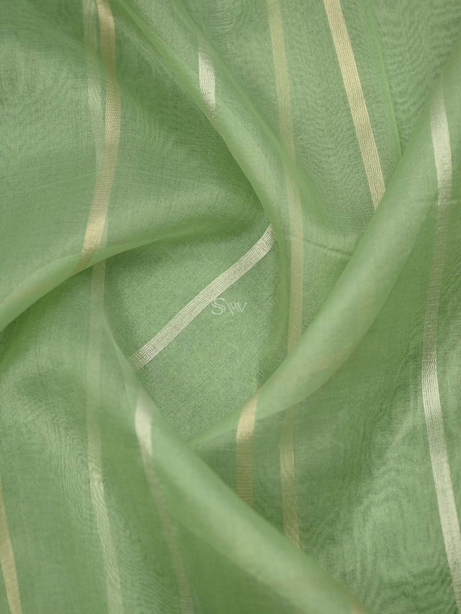 Pista Green Booti Linen Handloom Banarasi Suit - Sacred Weaves
