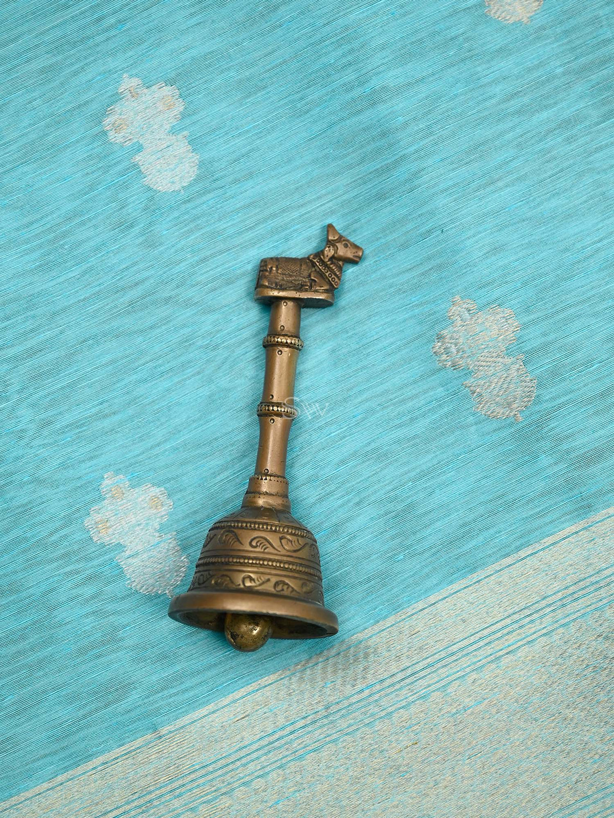 Sky Blue Booti Linen Handloom Banarasi Suit