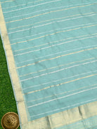 Sky Blue Booti Linen Handloom Banarasi Suit - Sacred Weaves