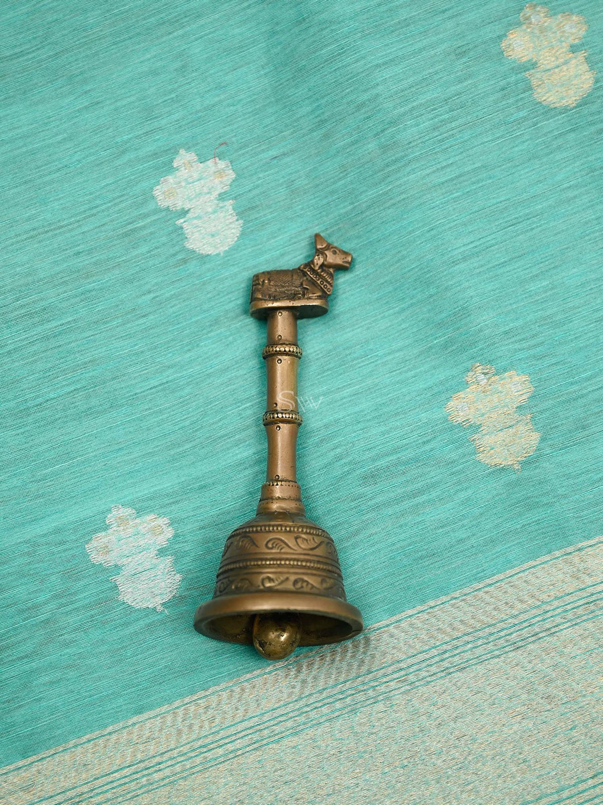 Sea Green Booti Linen Handloom Banarasi Suit - Sacred Weaves