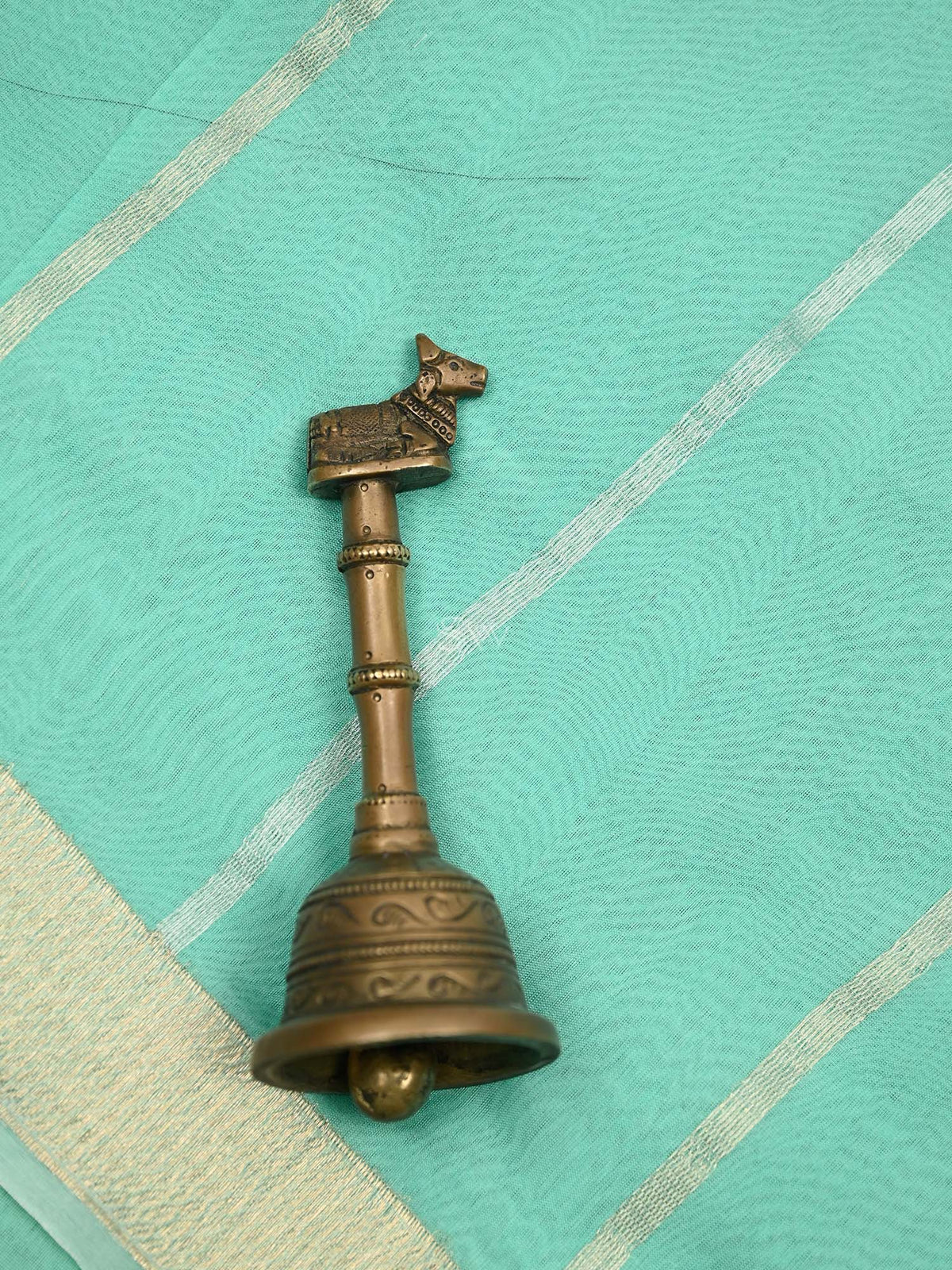 Sea Green Booti Linen Handloom Banarasi Suit - Sacred Weaves