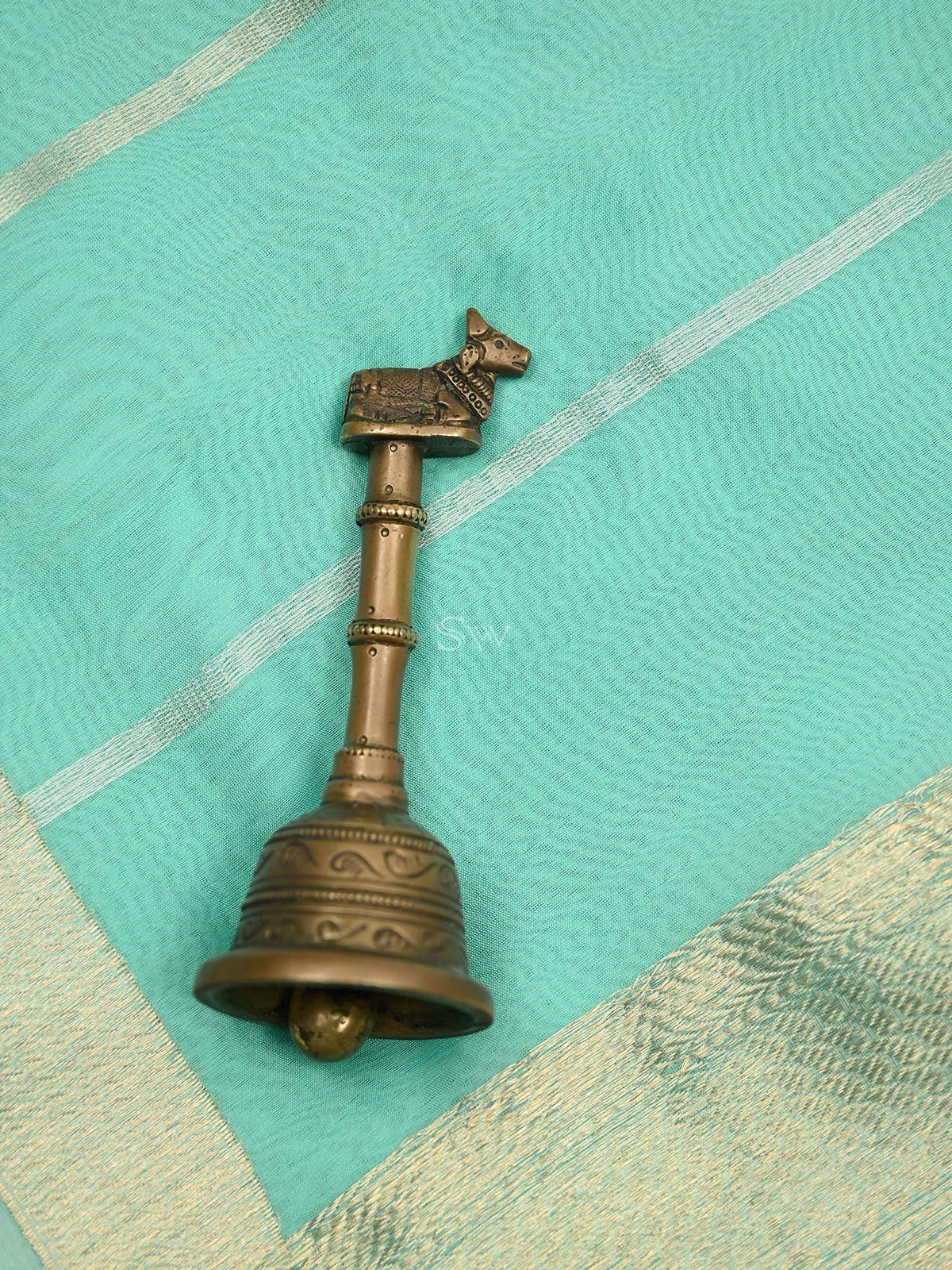 Sea Green Booti Linen Handloom Banarasi Suit - Sacred Weaves