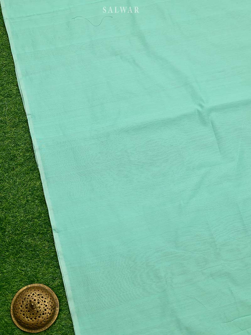 Sea Green Booti Linen Handloom Banarasi Suit - Sacred Weaves