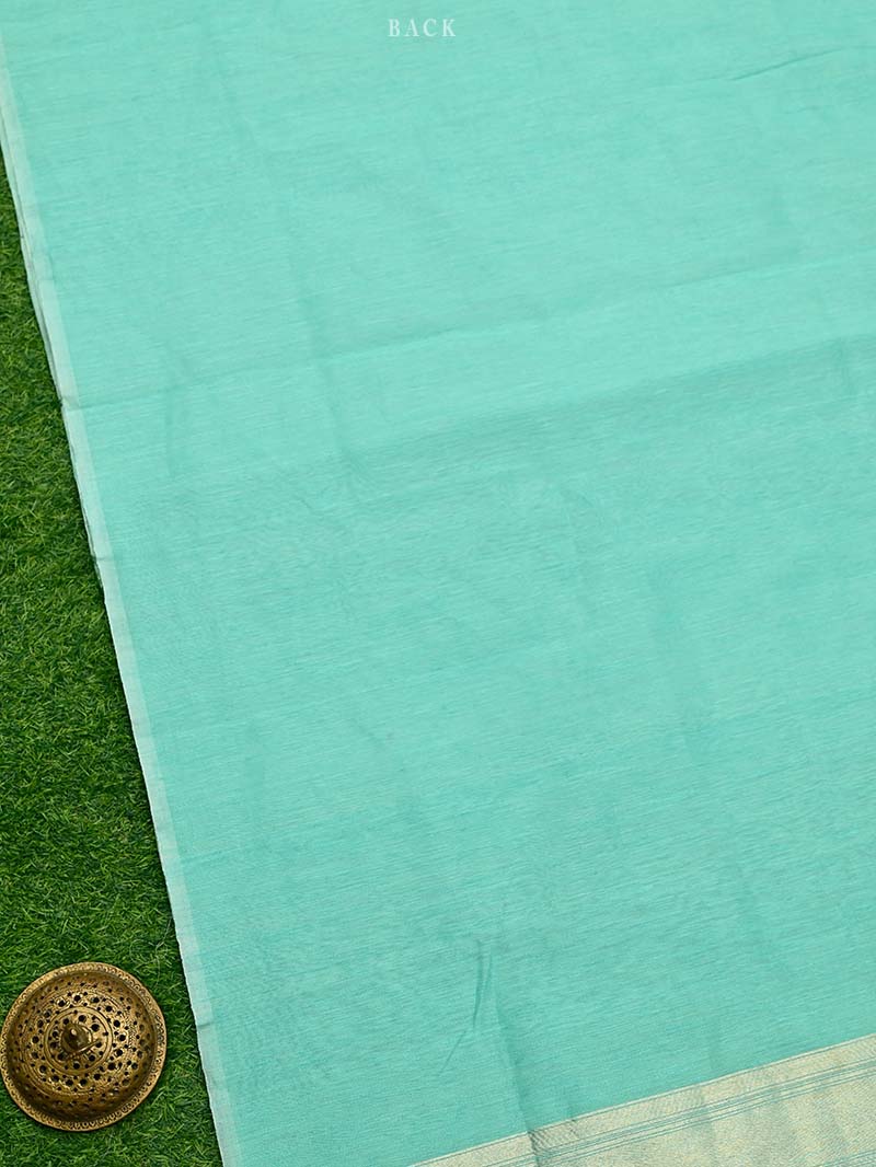 Sea Green Booti Linen Handloom Banarasi Suit - Sacred Weaves