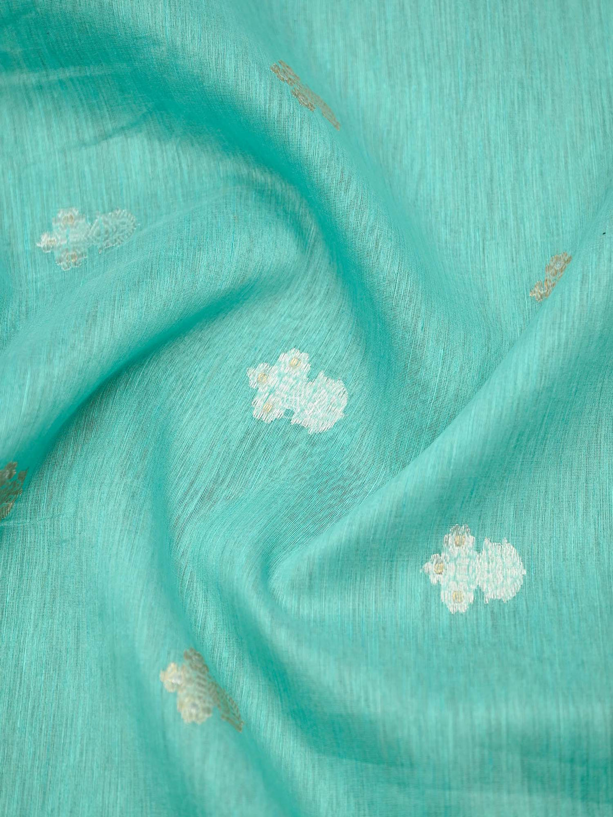 Sea Green Booti Linen Handloom Banarasi Suit - Sacred Weaves