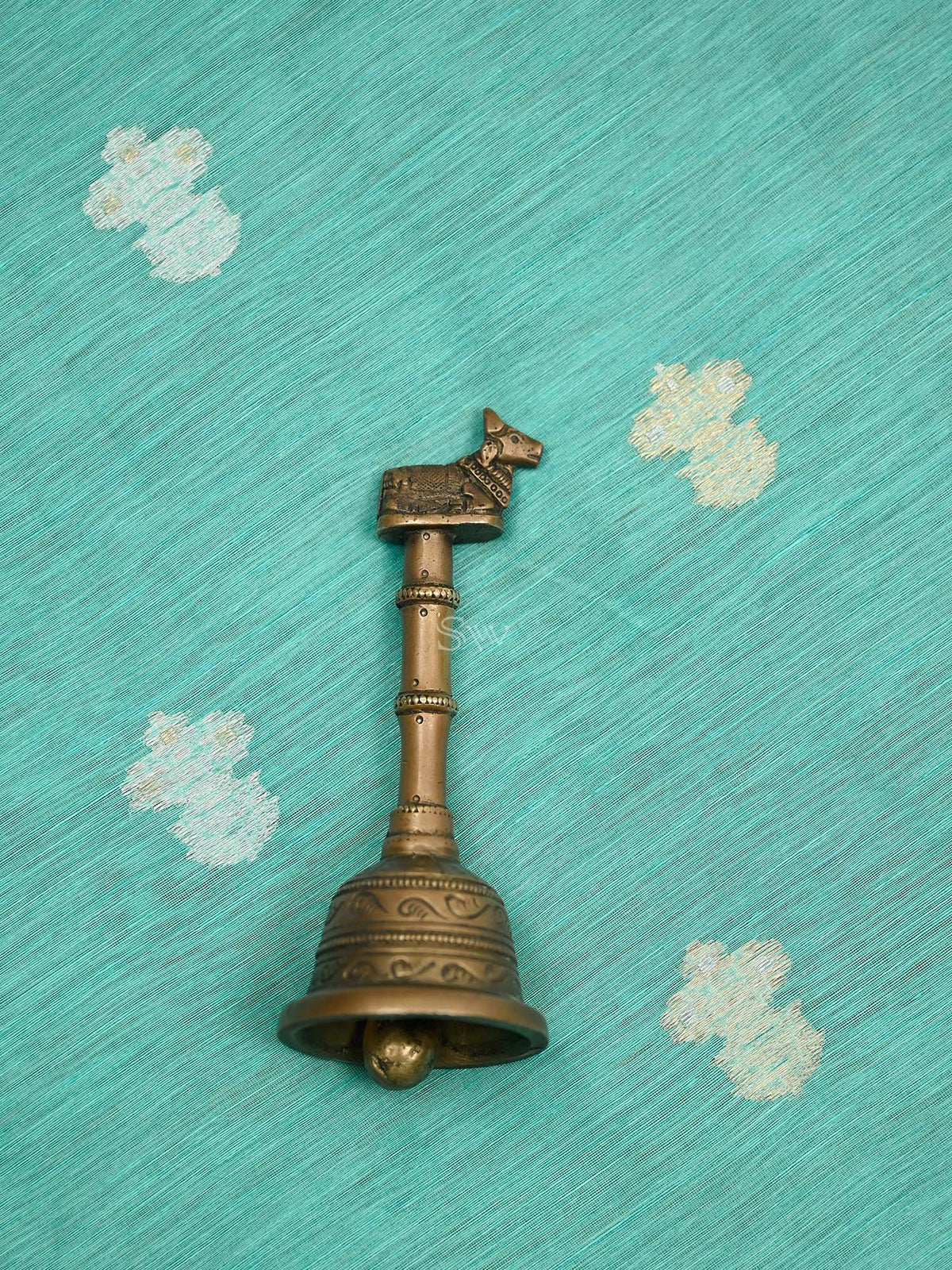 Sea Green Booti Linen Handloom Banarasi Suit - Sacred Weaves
