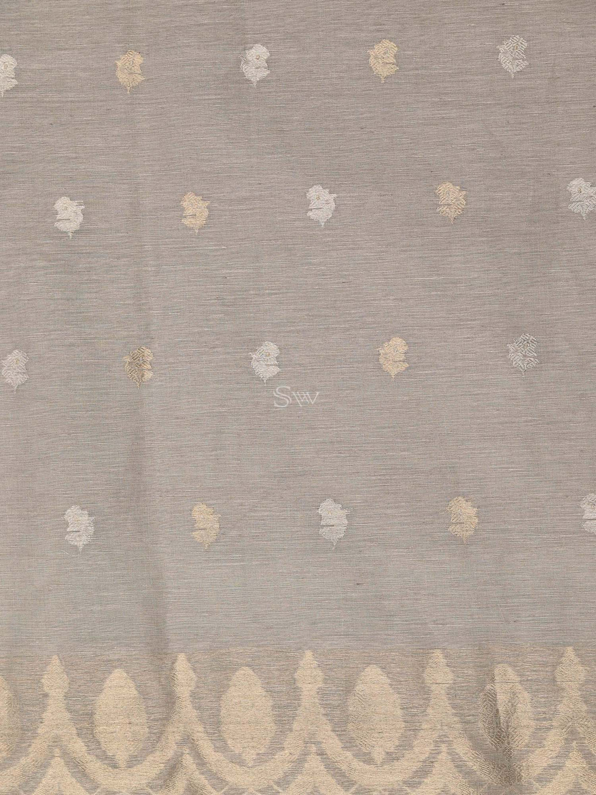 Light Beige Booti Linen Handloom Banarasi Suit