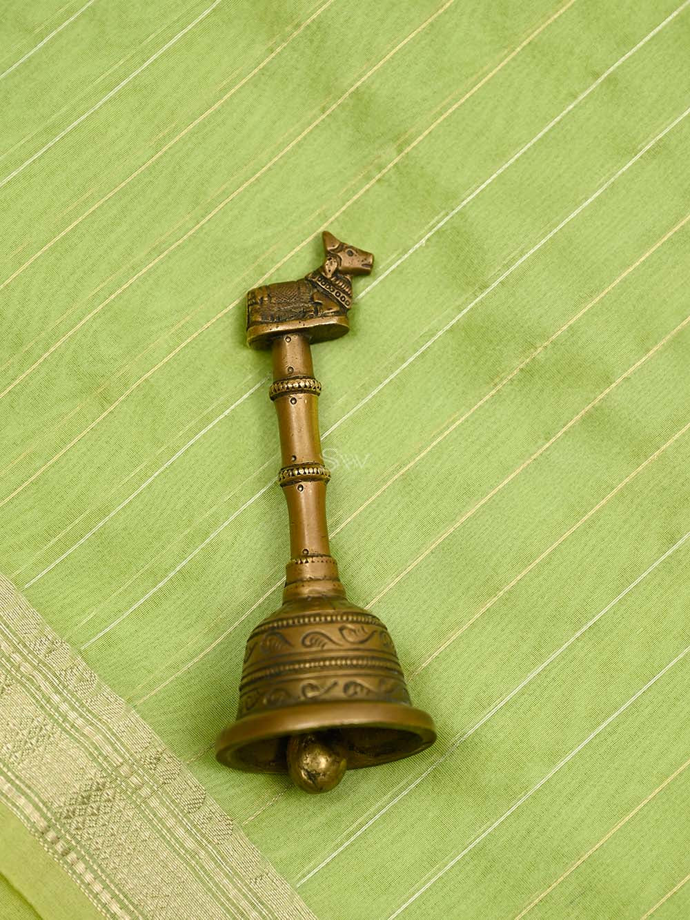 Pista Green Booti Linen Handloom Banarasi Suit