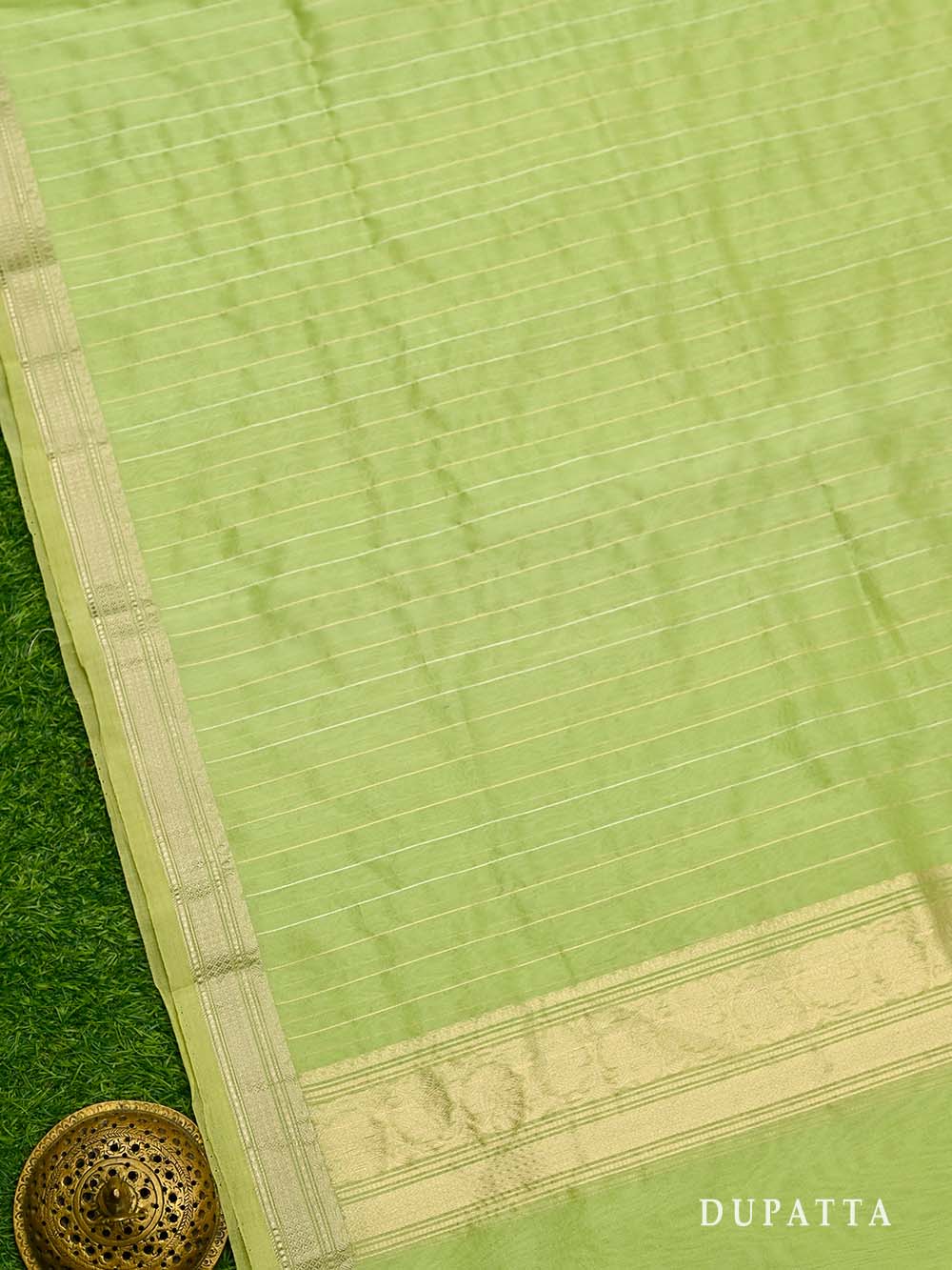 Pista Green Booti Linen Handloom Banarasi Suit