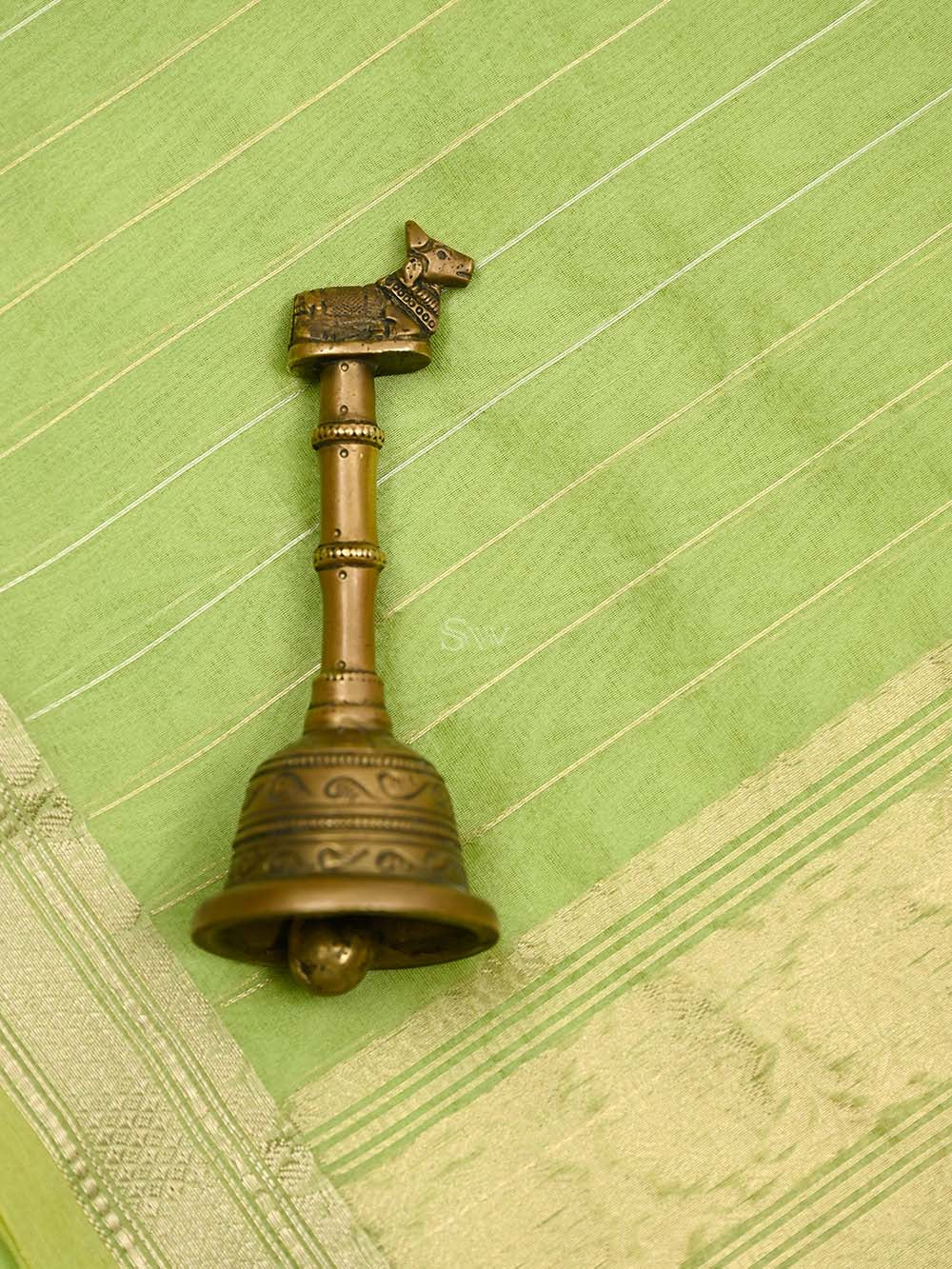 Pista Green Booti Linen Handloom Banarasi Suit