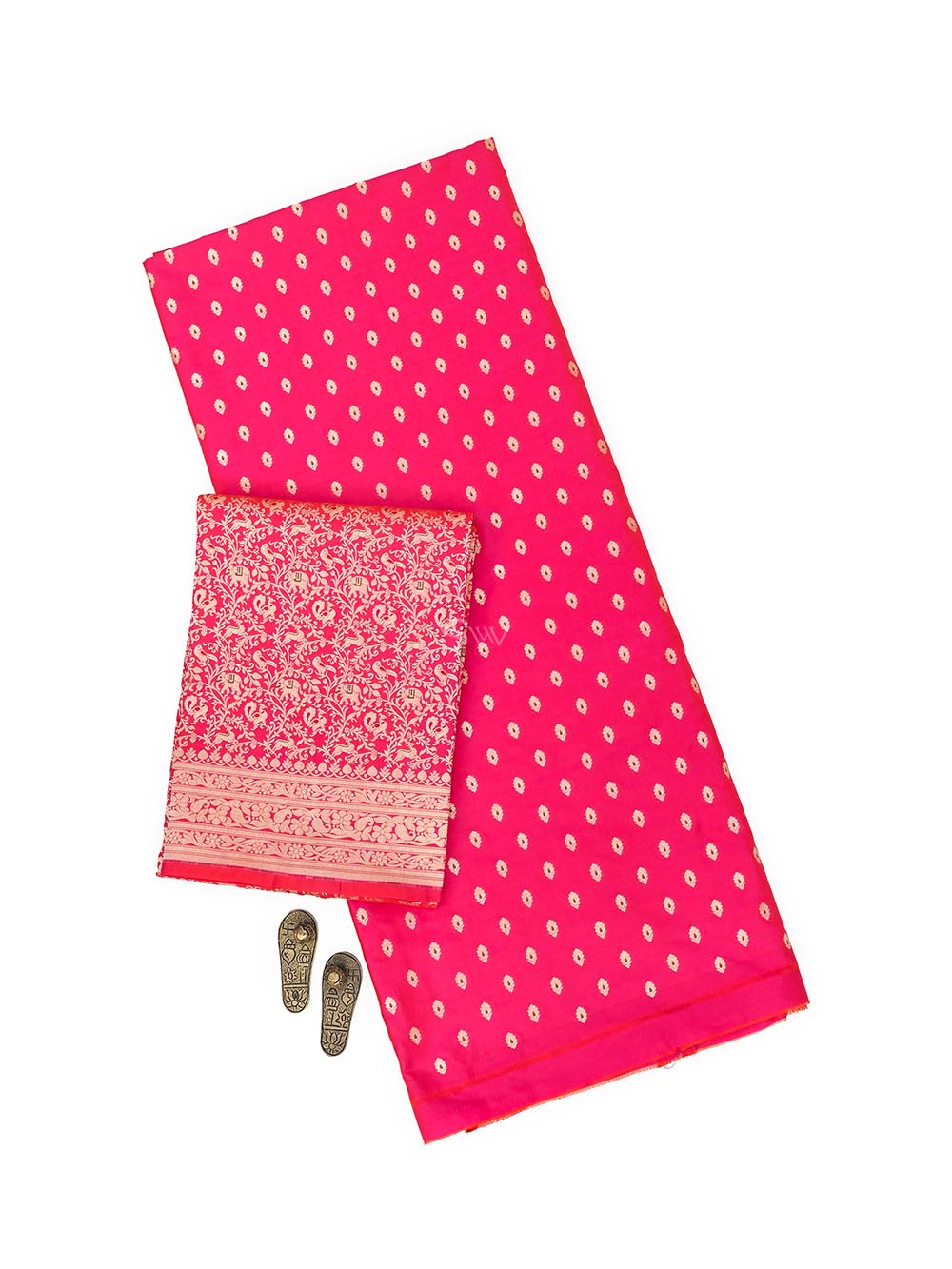 Magenta Orange Meenakari Katan Silk Handloom Banarasi Suit - Sacred Weaves