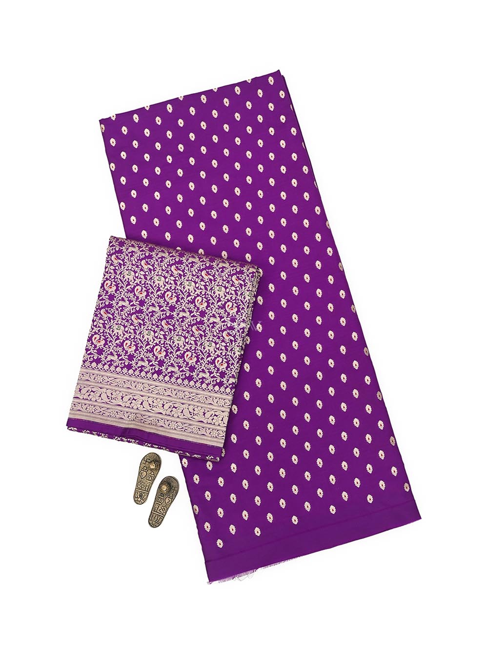 Purple Meenakari Katan Silk Handloom Banarasi Suit - Sacred Weaves