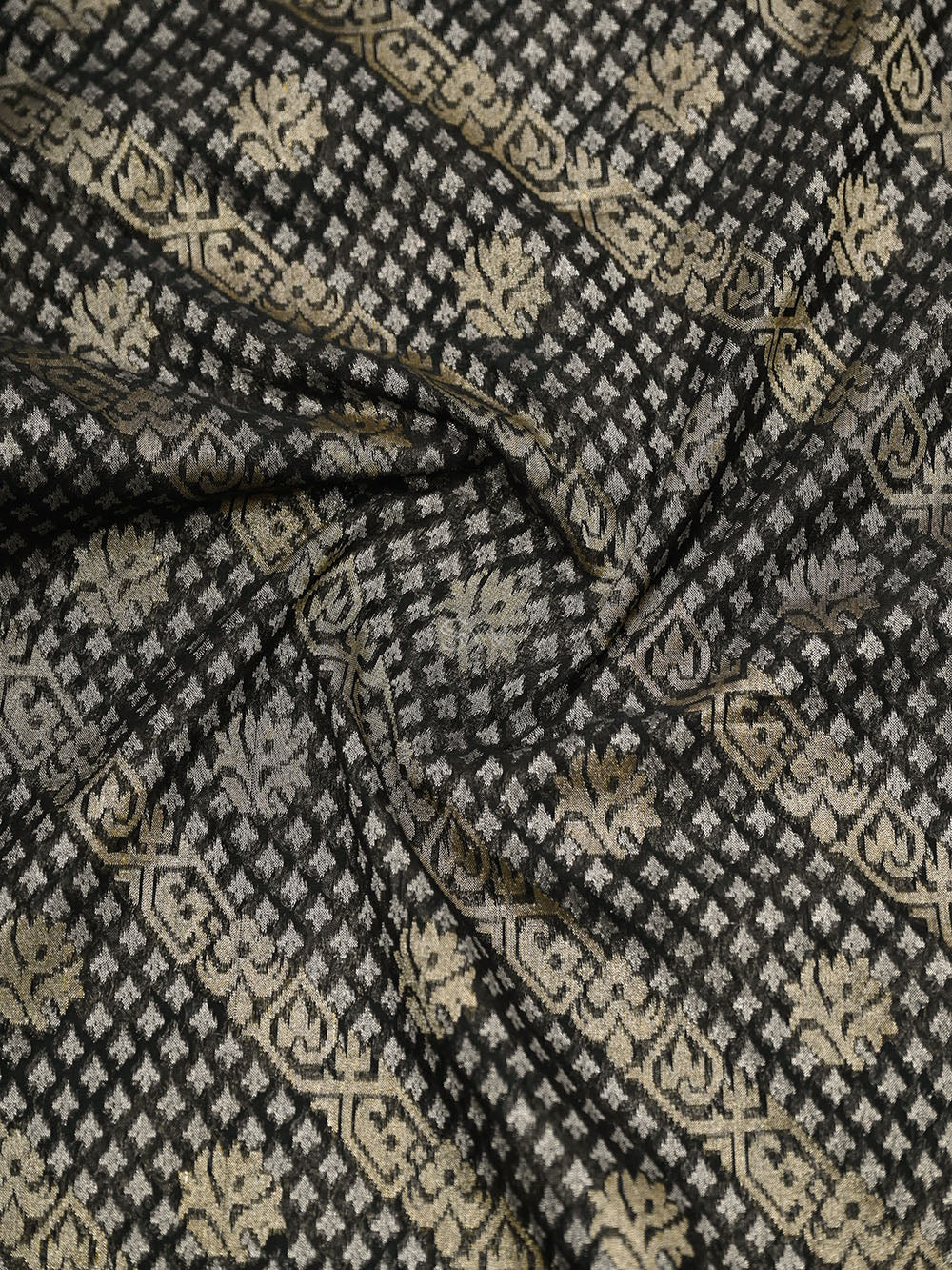 Black Plain Cotton Silk Handloom Banarasi Suit - Sacred Weaves
