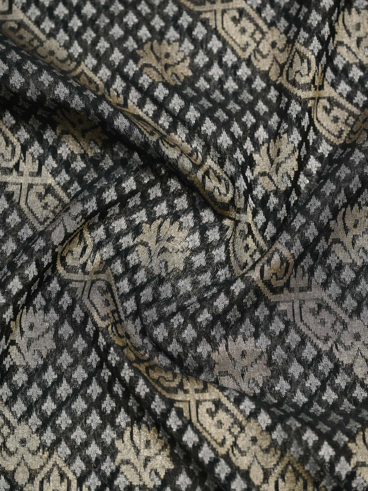 Black Plain Cotton Silk Handloom Banarasi Suit