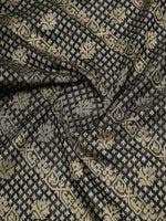 Black Plain Cotton Silk Handloom Banarasi Suit - Sacred Weaves