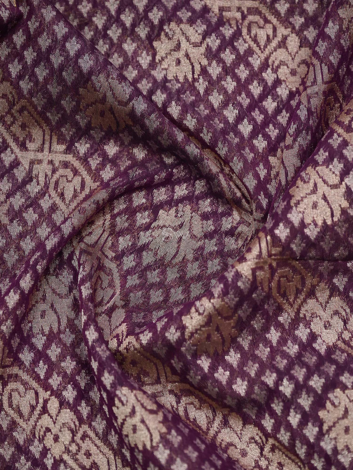 Dark Magenta Plain Cotton Silk Handloom Banarasi Suit