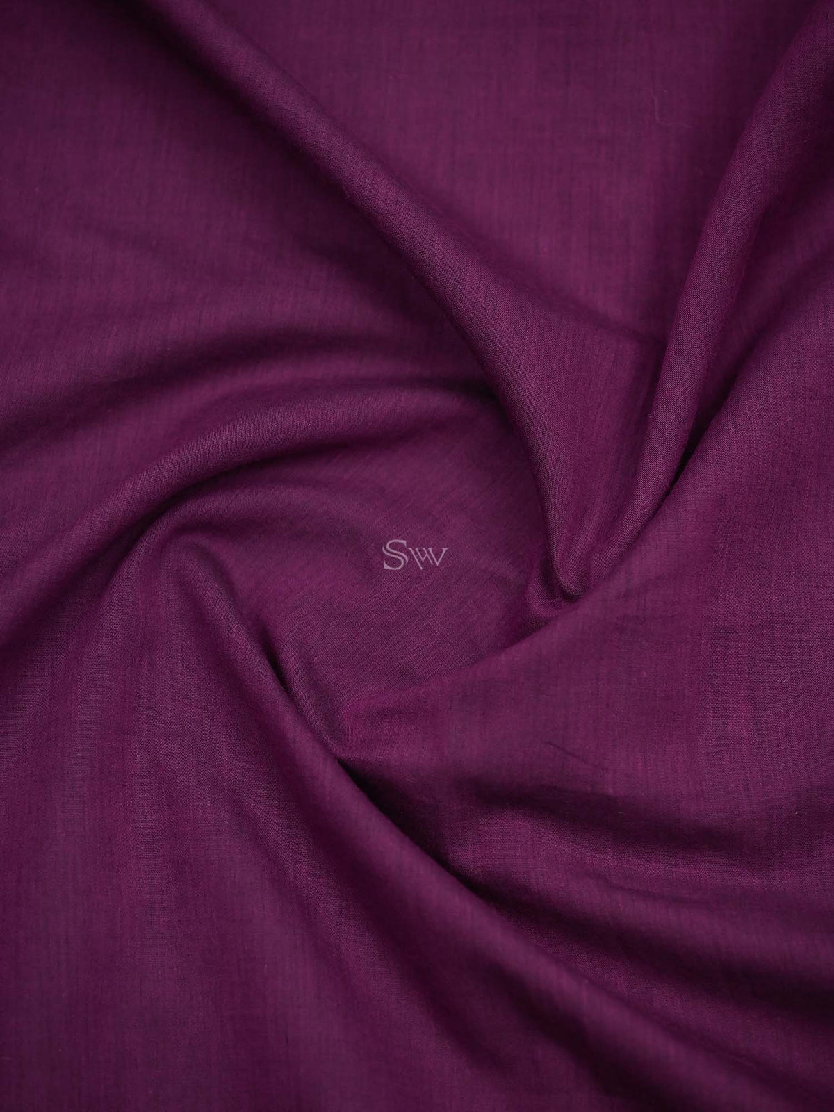 Dark Magenta Plain Cotton Silk Handloom Banarasi Suit