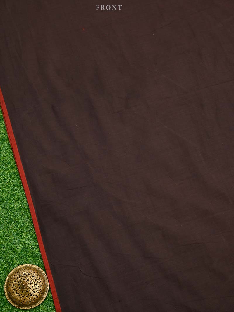 Brown Plain Cotton Silk Handloom Banarasi Suit - Sacred Weaves