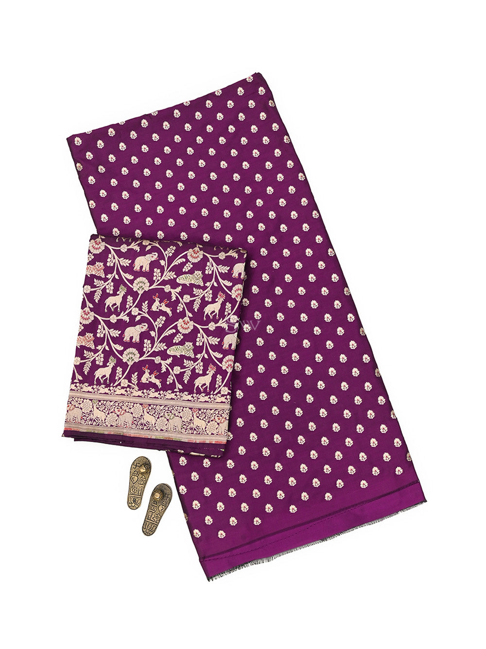 Purple Meenakari Katan Silk Handloom Banarasi Suit - Sacred Weaves