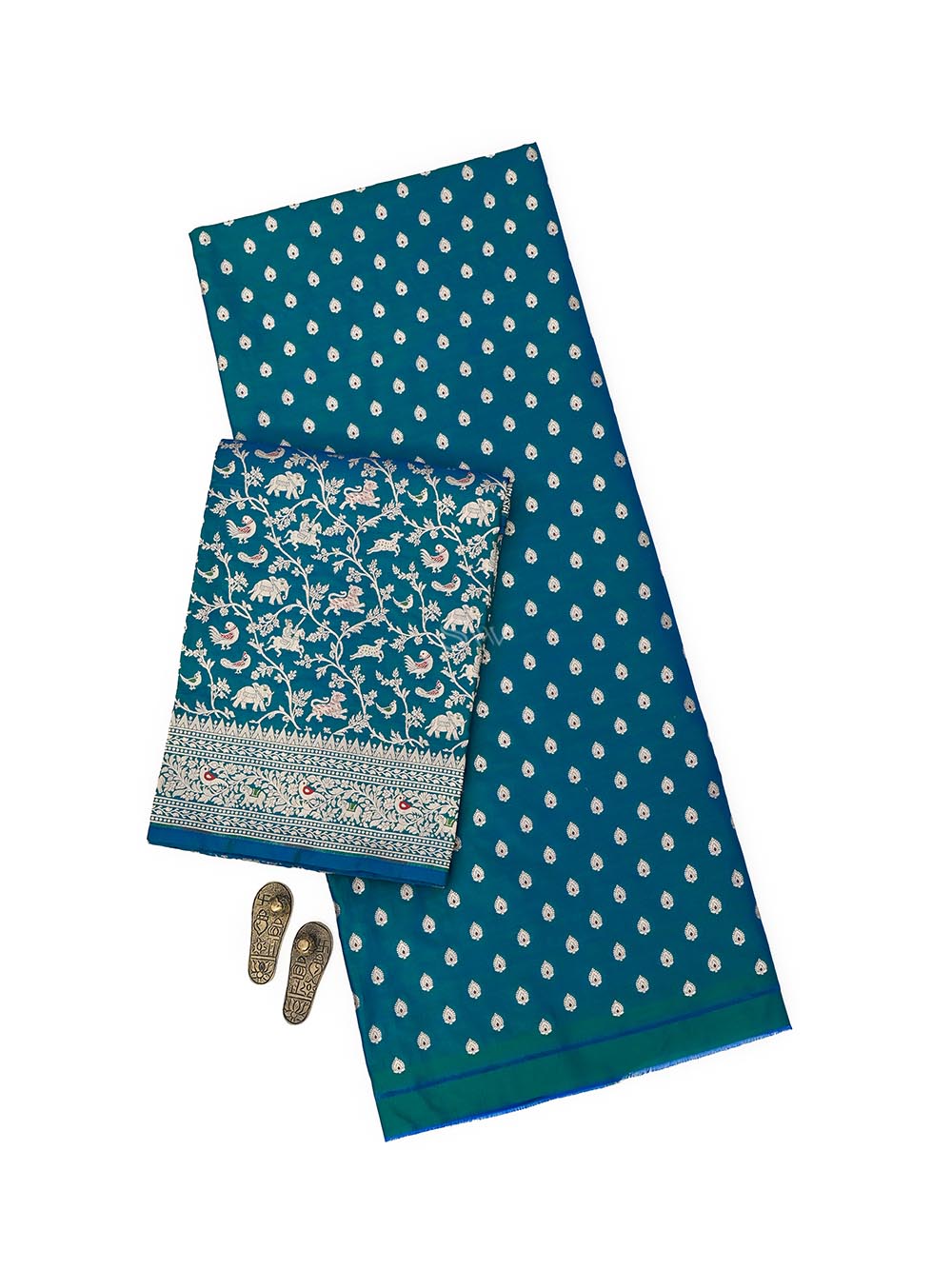 Peacock Green Meenakari Katan Silk Handloom Banarasi Suit