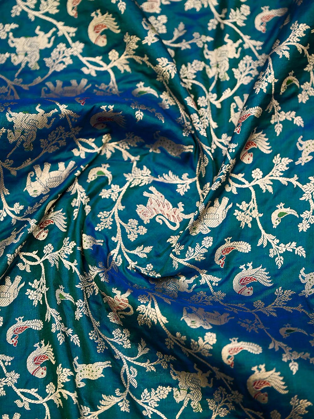 Peacock Green Meenakari Katan Silk Handloom Banarasi Suit
