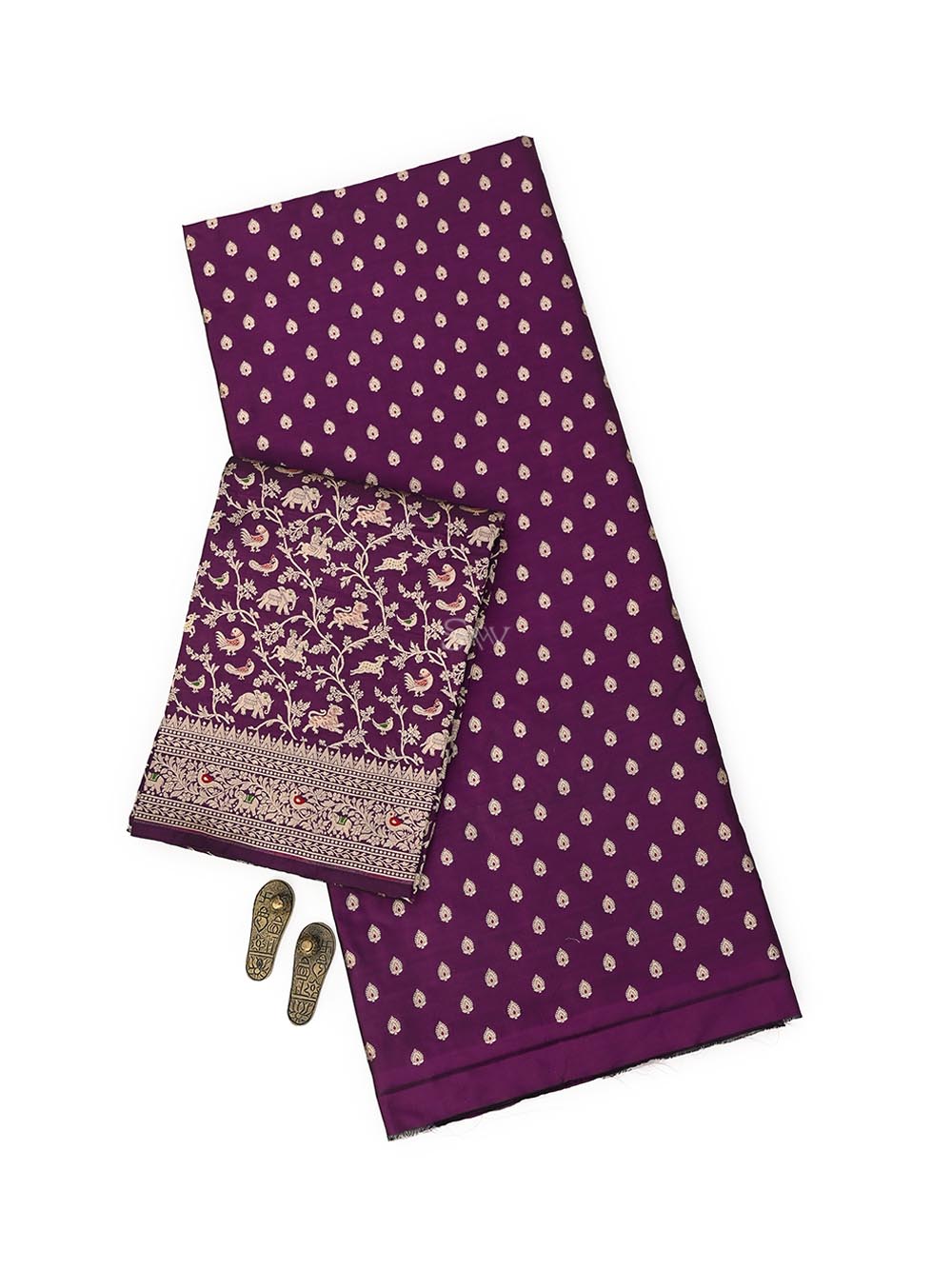 Dark Purple Meenakari Katan Silk Handloom Banarasi Suit