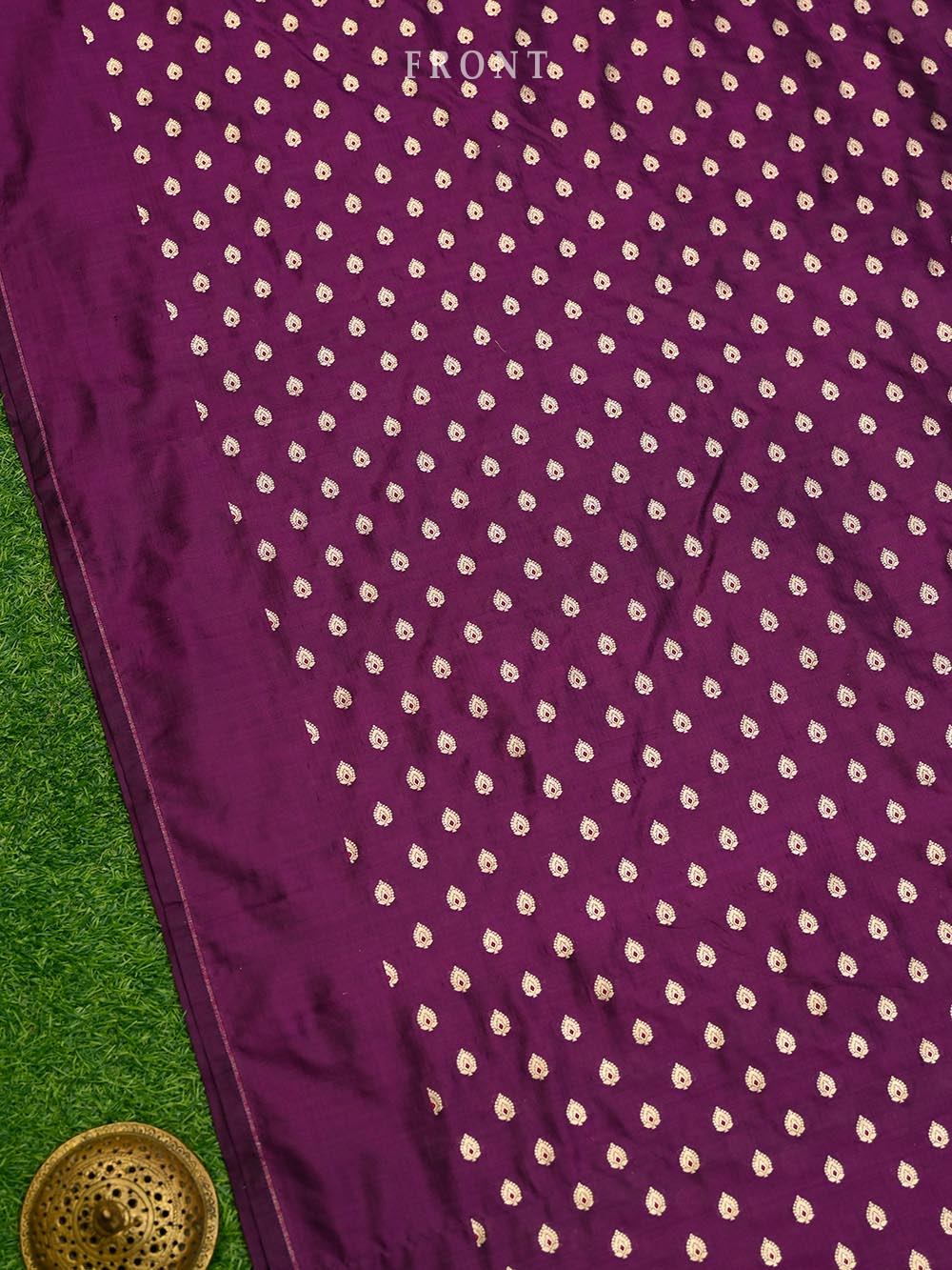 Dark Purple Meenakari Katan Silk Handloom Banarasi Suit