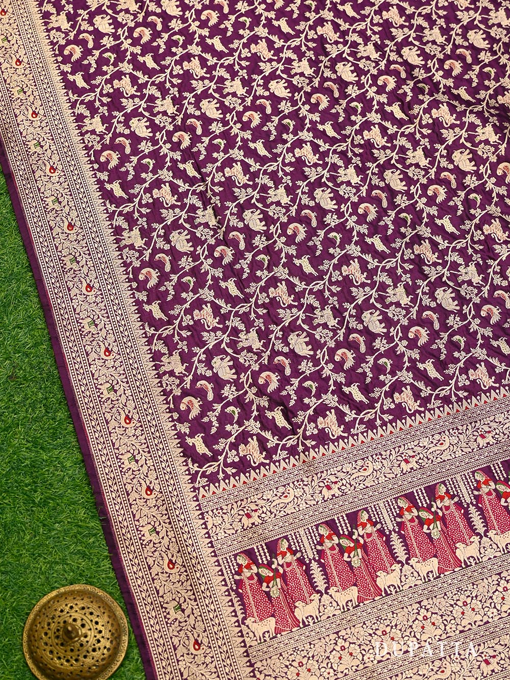 Dark Purple Meenakari Katan Silk Handloom Banarasi Suit