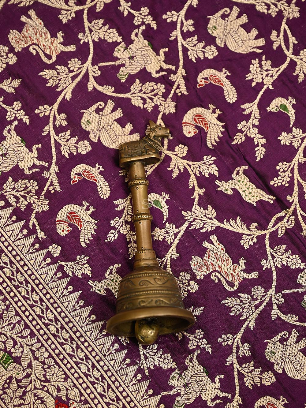 Dark Purple Meenakari Katan Silk Handloom Banarasi Suit