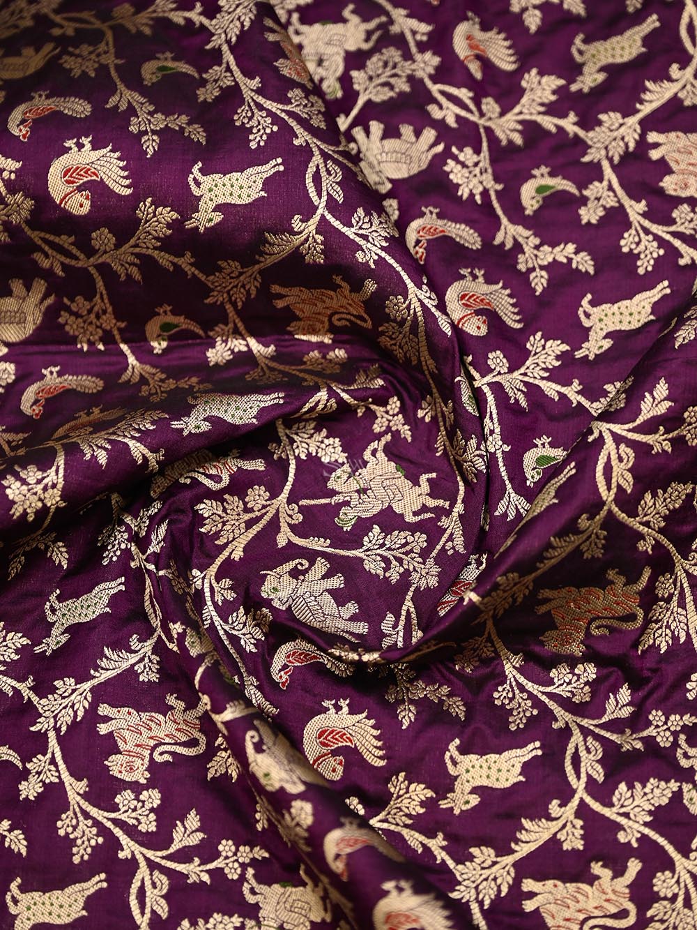 Dark Purple Meenakari Katan Silk Handloom Banarasi Suit