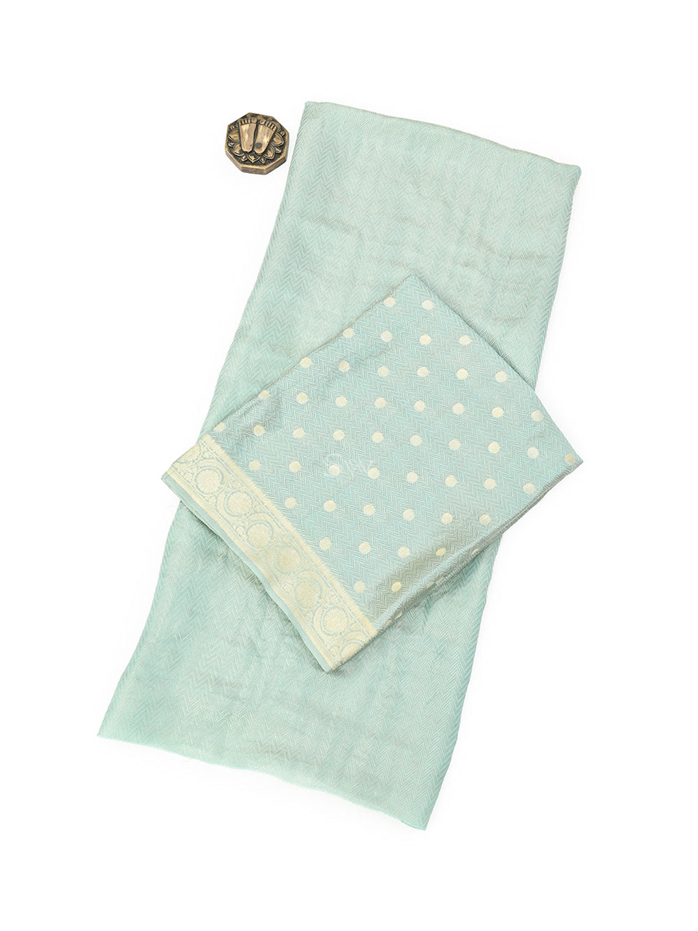 Pastel Green Tanchoi Silk Handloom Banarasi Suit - Sacred Weaves