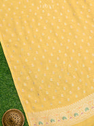 Yellow Meenakari Khaddi Georgette Handloom Banarasi Suit - Sacred Weaves