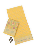 Yellow Meenakari Khaddi Georgette Handloom Banarasi Suit - Sacred Weaves