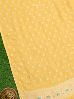 Yellow Meenakari Khaddi Georgette Handloom Banarasi Suit - Sacred Weaves