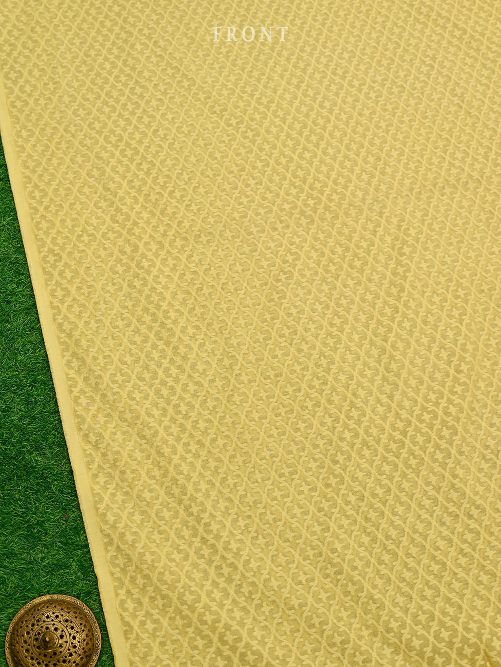 Yellow Jaal Cotton Silk Handloom Banarasi Suit - Sacred Weaves