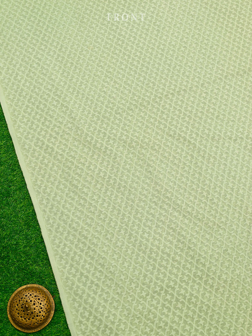 Pastel Green Jaal Cotton Silk Handloom Banarasi Suit - Sacred Weaves