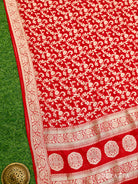 Red Booti Khaddi Georgette Handloom Banarasi Suit - Sacred Weaves
