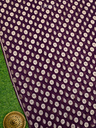 Dark Purple Booti Khaddi Georgette Handloom Banarasi Suit - Sacred Weaves