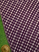 Dark Purple Booti Khaddi Georgette Handloom Banarasi Suit - Sacred Weaves