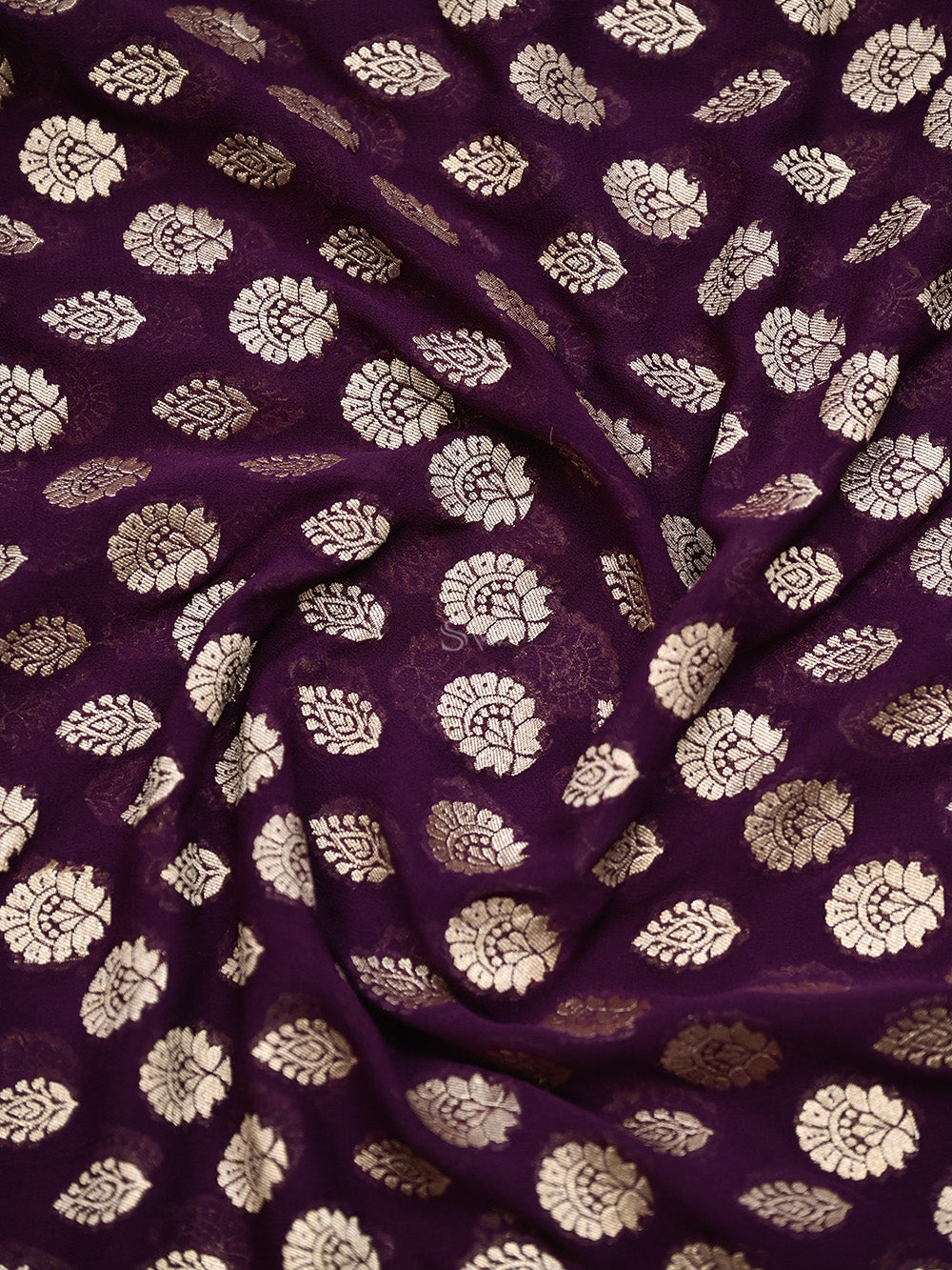 Dark Purple Booti Khaddi Georgette Handloom Banarasi Suit - Sacred Weaves