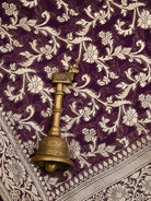 Dark Purple Booti Khaddi Georgette Handloom Banarasi Suit - Sacred Weaves
