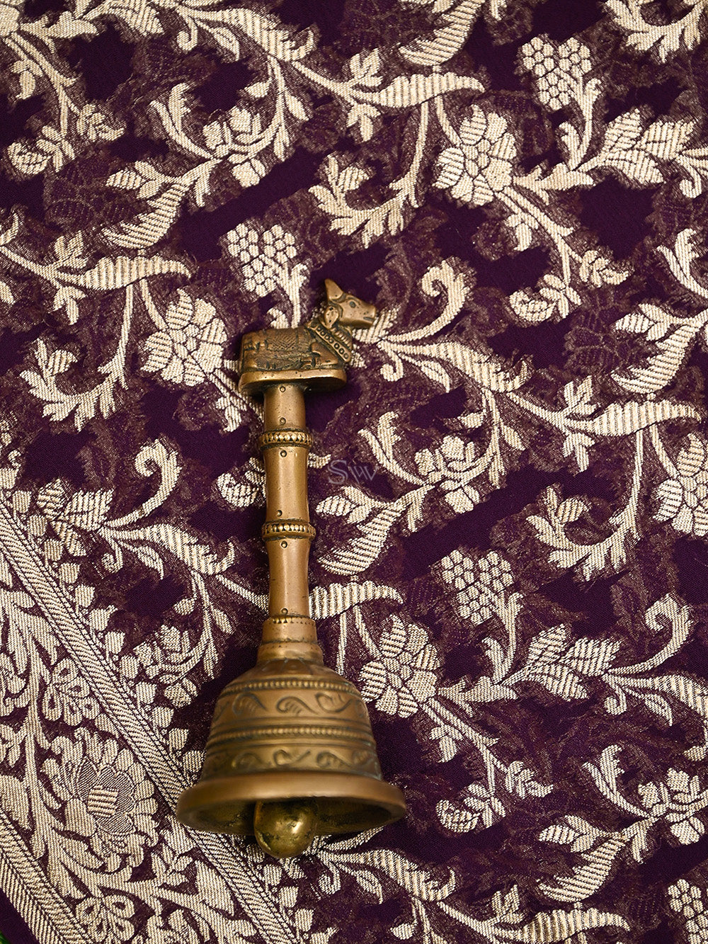 Dark Purple Booti Khaddi Georgette Handloom Banarasi Suit - Sacred Weaves