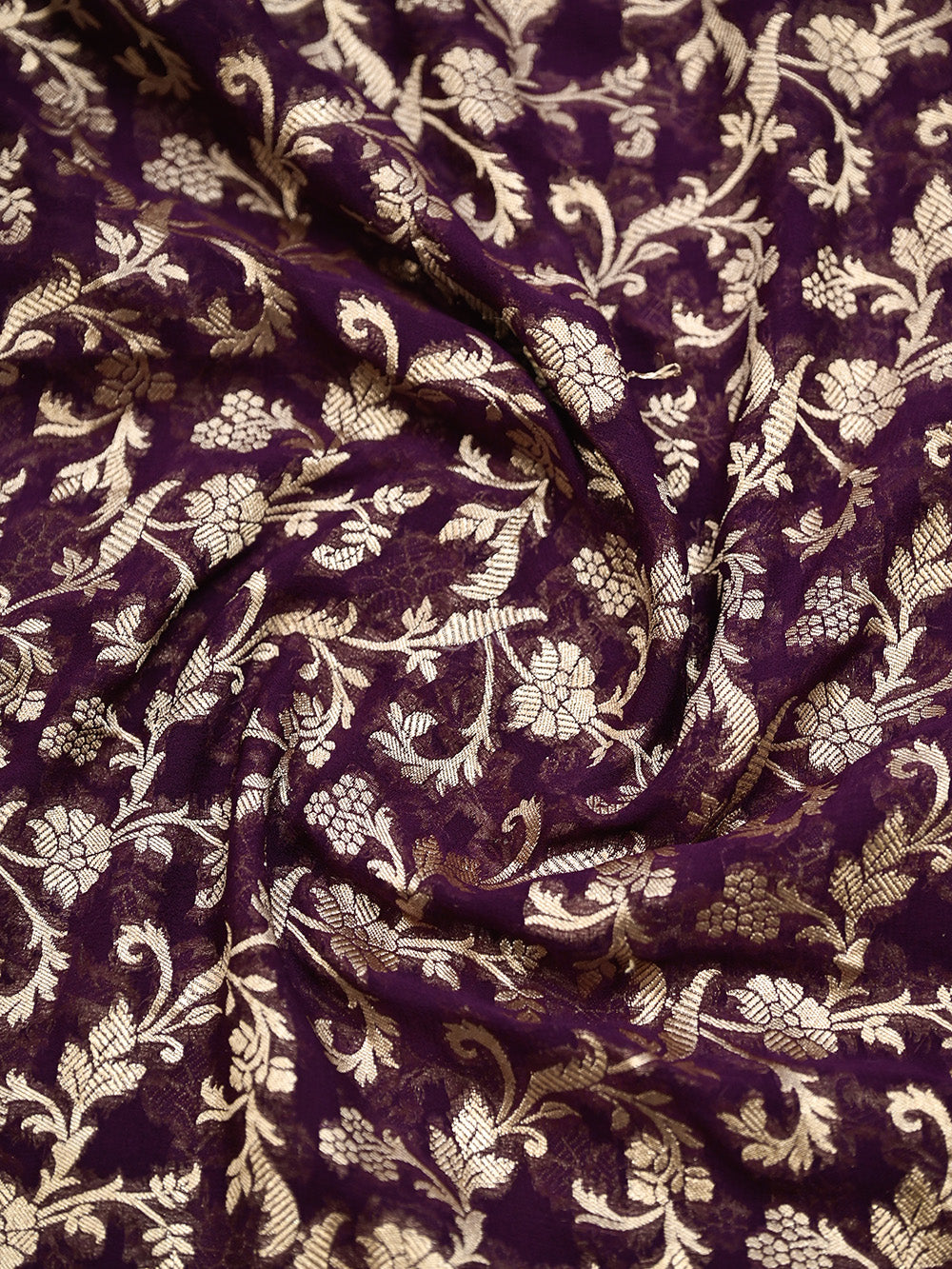 Dark Purple Booti Khaddi Georgette Handloom Banarasi Suit - Sacred Weaves